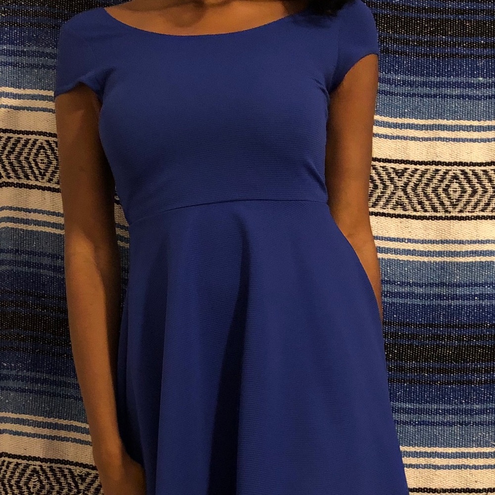 AQUA| Cobalt Blue Skater Dress